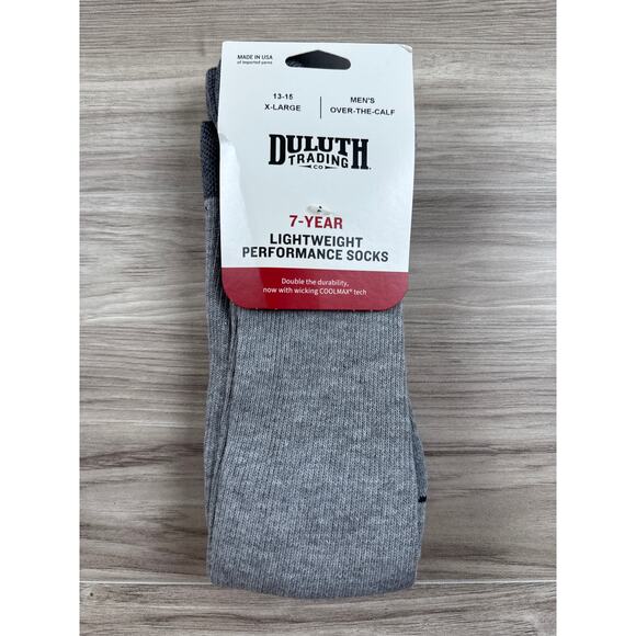 Duluth Trading 7-Year Performance Over‑the‑Calf Socks – XL, Gray, NWT - Picture 1 of 3